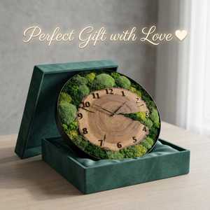 Green Haven Wood Slice <b>Clock</b> Mossy Timber Artisan Wall <b>Clock</b> Rustic Woodland Moss Decor <b>Clock</b> Enchanted Forest Wood <b>Clock</b> - Product Image 3