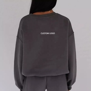 ชุดวอร์มสองชิ้นผ้าฝ้ายขนแกะแบบลำลองสำหรับผู้หญิงชุดวอร์มผ้าคอตตอนปักโลโก้แขนยาวแบบสวมหัวชุดให้ความอบอุ่นสำหรับฤดูใบไม้ร่วงและฤดูหนาว - Product Image 4