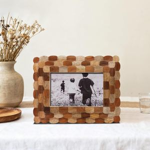 Handicrafts Home Wood Picture <b>Frame</b> Handmade 4x6– Artisan Hive Collection Scallop Pattern Natural Wood Photo <b>Frame</b> for <b>Wall</b> - Product Image 2