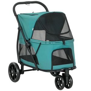 Poussette pour animaux de compagnie vert foncé facile à transporter, transporteur pratique pour chiens - Product Image 5
