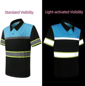 เสื้อโปโลแขนสั้นผู้ชายแบบสะท้อนแสง สีตัดต่อ ลายทาง แห้งเร็ว สำหรับทำงาน พร้อมแถบสะท้อนแสง - Product Image 6