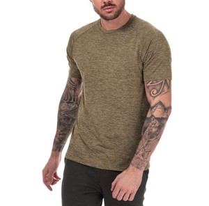 Men's Olive Green Solid Color Garment Dyed <b>Raglan</b> <b>Sleeve</b> O-Neck <b>T</b>-<b>Shirt</b> Slim Fit Casual Knitted Breathable Modal Short <b>Sleeve</b> - Product Image 1