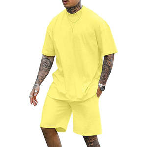 Conjunto de Verano Casual de 2 Piezas para Hombre, 100% Algodón, con Logotipo Personalizado, Camiseta Bordada, Talla Grande - Product Image 4