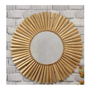 Espejo de pared redondo de metal con diseño de rayos de sol, estilo moderno de mediados de siglo, para decoración del hogar. - Product Image 2