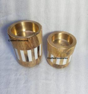 Natural Wooden Bakhoor Mubkhar Incense Burner With <b>Bone</b> & Horn Stipes Design home Decor Living Room Fragrance At Best Price - Product Image 3