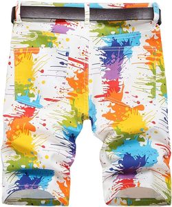Shorts de bain décontractés pour hommes à séchage rapide, avec logo imprimé numériquement et effet éclaboussures de peinture sur le devant, taille à cordon de serrage, longueur mi-cuisse - Product Image 3