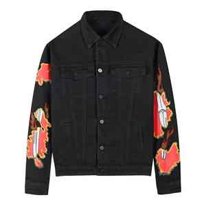 Chaqueta de mezclilla de algodón 100% con diamantes de imitación, estilo moderno y elegante, lavado a la piedra, oscuro, para fiesta, para hombre - Product Image 1