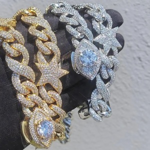 Round Brilliant Cut Moissanite Diamond Custom <b>Star</b> Cuban Link Chain <b>Necklace</b> Hip Hop Sterling <b>Silver</b> Gift Iced Bling Jewelry Men - Product Image 4