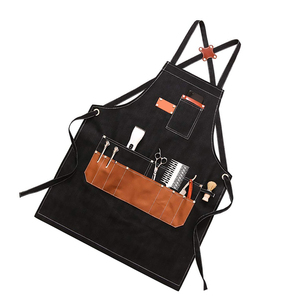 Tablier de coiffure avec poches pour outils, 75 cm x 60 cm, tissu noir, vêtements de travail pour barbier, pour le coiffage en salon - Product Image 3