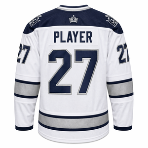 เสื้อฮอกกี้น้ำแข็งแบบกำหนดเอง ชุดทีมโปรสำหรับผู้ชาย สีขาวฟรอสต์ ปักลายทวิลล์ ระบายอากาศได้ดี ผลิตจากโพลีเอสเตอร์ เสื้อแข่งขัน - Product Image 2