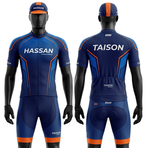 Uniforme de Ciclismo para Hombre, Poliéster y Spandex Premium, Diseño con Paneles en Degradado Azul, Jersey con Cierre y Pantalones Cortos Acolchados, Logotipo Sublimado Personalizado - Product Image 5