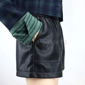 Shorts en cuir légers pour femmes, shorts de sport pour femmes avec poches latérales, shorts respirants avec cordon de serrage en vente - Product Image 3