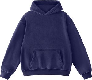 Sudadera con Capucha Negra para Hombre, Corte Holgado, Felpa de Algodón, Color Sólido, Diseño con Bolsillos, Ropa de Otoño, 100% Algodón, Venta al Por Mayor - Product Image 5