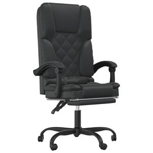 Silla de Oficina de Cuero Sintético Negro con Función de Masaje, Construcción de Madera Contrachapada y Metal - Product Image 2