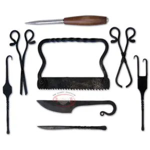 Top High Quality Hand Forged Medieval Surgical Instruments Kit with Leather Bag, Medieval Barber Surgeons Tool Kit