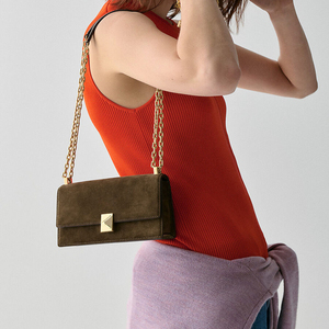 Sacs à bandoulière décontractés pour femmes en cuir véritable pliables avec fermeture éclair et sangle unique - Product Image 6