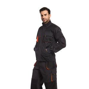 Overol de Trabajo Unisex Negro de Alta Visibilidad con Detalles Naranjas, Retardante de Llama, Resistente a la Abrasión, Uniforme de Poliéster de Manga Larga de Seguridad - Product Image 4