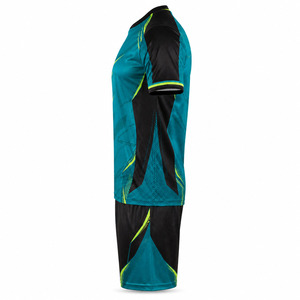 Ensemble de maillots et shorts de futsal pour hommes imprimés sur mesure, sublimés, bleu sarcelle et noir, uniforme de football d'intérieur respirant et à séchage rapide - Product Image 3