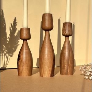 Support de bougie en bois festif pour décorations de mariage, élégants bougeoirs en bois, lanternes et pots - Product Image 6
