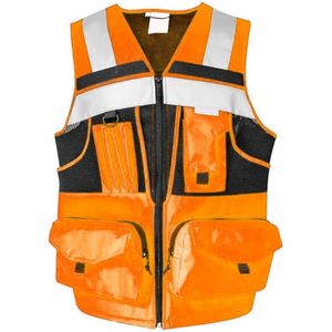 Gilet de sécurité imperméable à 10 poches, classe 1 ANSI, pour hommes et femmes, haute visibilité avec bandes réfléchissantes 3M, tissu Oxford - Product Image 1