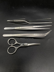 Ensemble d'outils de présentation professionnels pour chef, 4 pièces, pinces de précision en acier inoxydable, pinces à bec croisé et ciseaux culinaires - Product Image 4