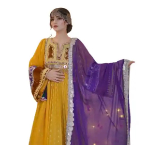 Última Moda en Ropa Étnica, Vestido Largo Maxi para Mujer, Bordado Personalizado con Borlas, Vestido Tradicional Afgano Kuchi para Mujer - Product Image 6