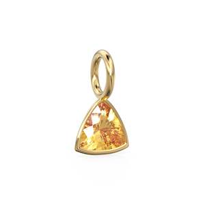 Citrine 5mm 14k Yellow <b>Solid</b> <b>Gold</b> Charm <b>Pendant</b> Bezel Jewelry Finding / November Birthstone / Trillion Cut Yellow Gemstone / - Product Image 3