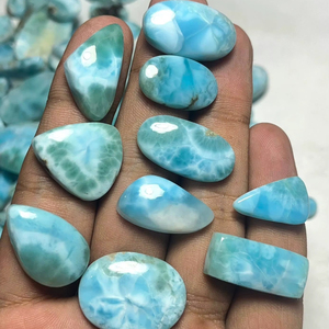 Larimar 100% naturel, cabochons de formes variées, pierres précieuses en vrac, 15-40 mm, perles faites à la main, fabrication de bijoux, prix de gros - Product Image 4