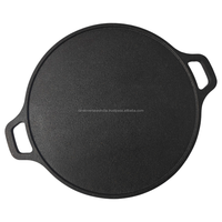 Poêle à dosa plate antiadhésive en fonte, pré-culottée, robuste, pour la cuisson des roti et des crêpes, avec deux poignées, compatible gaz/induction