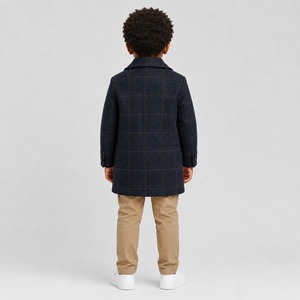 Best Selling Custom Made Winter Kids Woolen Coat Warm Wear Long Hooded Windproof Coat with Breathable Feature Plain Dyed Design - Product Image 6