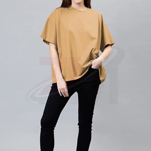 เสื้อยืดคอกลมแขนสั้นทรงหลวมสำหรับผู้หญิง สีพื้น ไซส์ใหญ่ ทรงหลวม สไตล์ทุกฤดูกาล - Product Image 1