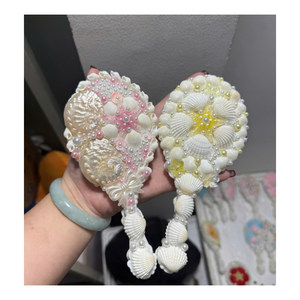 Handmade Natural Seashell Oval Mini Compact Makeup <b>Mirror</b> Custom Shell Mermaid Coastal Vanity Pocket <b>Mirror</b> 99 GOLD DATA - Product Image 2
