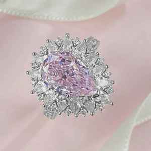 Bague halo en saphir rose taille poire et diamant de laboratoire pour femme, en or blanc 14 carats, bijou de mariage classique, cadeau pour les amoureux - Product Image 2
