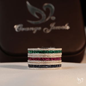 Anillo de compromiso y boda de oro macizo de 10K con diamantes de corte princesa, doble fila pavé, ancho, de eternidad completa, certificado IGI - Product Image 1