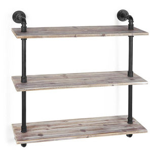 Industrial Wood Wall <b>Shelf</b> 4 Tier Iron <b>Bracket</b> Mounted Storage Rack <b>for</b> Living Room - Product Image 5