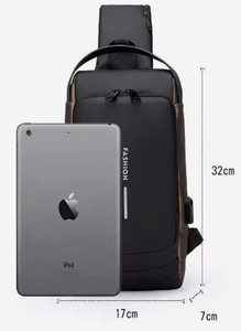 Bolsos de Pecho Impermeables Antirrobo de Nailon para Hombre con USB, Bolsa de Mensajero Multifuncional de Viaje, Bandolera Cruzada para Hombre - Product Image 3