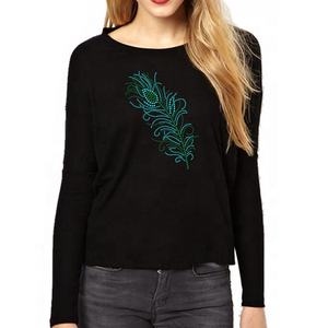 High Quality T-shirt Custom Multicolor Rhinestone Tshirts Slim Fit O Neck Tees <b>Black</b> Shirts Women's Oversized Velvet Outerwear - Product Image 1