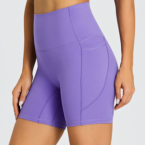 Women's High Waist Yoga <b>Leggings</b> Seamless Butt Lifting Gym Shorts with Elastic Waist Closure Solid Pattern OEM service shorts - Product Image 2