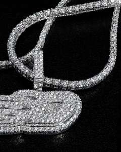 จี้และชาร์มรูปตัวอักษร ZAWO HOUSE สไตล์ฮิปฮอปสุดหรู ทำจากเงินแท้ 925 ชุบทองคำขาวและโรสโกลด์ ประดับด้วยเพชรโมอิสซาไนต์ VVS คุณภาพสูง พร้อมใบรับรอง - Product Image 2