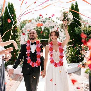 Set di 20 Collane Hawaiane Floreali per San Valentino - Ghirlanda di Fiori Tropicali Rosa per Matrimoni e Feste di Compleanno - Product Image 6