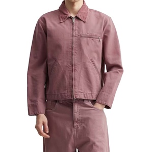 Chaqueta de Trabajo Francesa Personalizada al por Mayor para Hombre, Abrigo de Trabajo de Sarga de Algodón Rosa OEM, Uniforme de Trabajo Resistente - Product Image 2