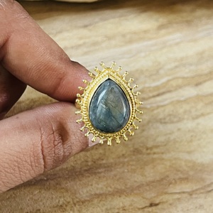 2026 Latest <b>Labradorite</b> Brass <b>Ring</b> 18k Gold Plated Tribal <b>Ring</b> Chunky Boho Vintage <b>Ring</b> Statement Wholesale <b>Ring</b> For Women - Product Image 6