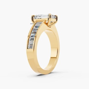 Anillo de Compromiso con Diamante Cultivado en Laboratorio con Corte Esmeralda, Certificado por IGI, en Oro de 10K, 14K, 18K, Plata 925, 935, Joyería Fina - Product Image 2