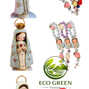 Figura de la Virgen María Católica Hecha a Mano con Ganchillo, con Corona de Rosario, Muñeca Religiosa, Decoración Cristiana para el Hogar, Regalo Decorativo - Product Image 1