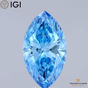Diamante Cultivado en Laboratorio con Corte Marquesa de 4.00 Quilates, Color Azul Intenso, Claridad VS1, Certificado IGI, Ideal para Anillos Personalizados - Product Image 1
