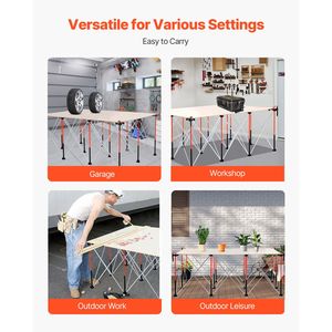 "Woodworking <b>Bench</b> Portable <b>Folding</b> Workstand 6.12 X 4.14 ft 4500 Lbs Weight Capacity No Assembly Collapsible Workbench" - Product Image 5