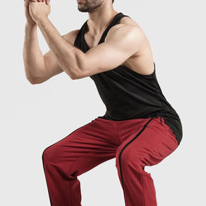 <b>Men's</b> Black Solid Color O-Neck Sleeveless Tank Top Casual Breathable Knitted Polyester Workout <b>Vest</b> - Product Image 5