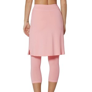 Jupe décontractée modeste pour femme, taille haute, couleur rose unie, mini-jupe trapèze avec poches, respirante, en nylon tricoté, style sportif, toutes saisons - Product Image 2