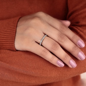 Round Cut Lab Grown Diamond Full Eternity <b>Wedding</b> Band Solid 10K 14K 18K Gold Shared Prong Stackable Anniversary Ring Wholesale - Product Image 4