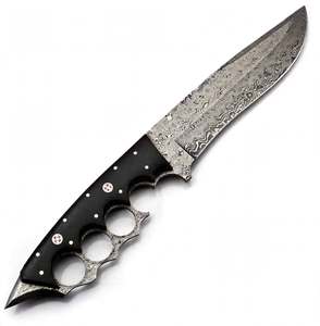 Couteau utilitaire artisanal en acier Damas orné à poignées multiples, manche en Micarta noir, pour DIY et OEM - Product Image 5